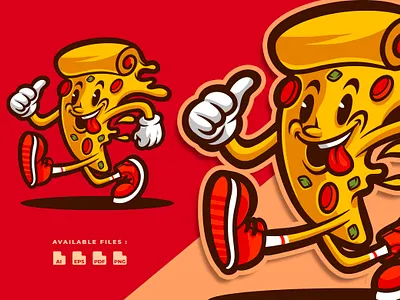 Pizza Retro Mascot Character branding cartoon character cute dessert food funny italian mascot modern pizza playful retro snack vintage