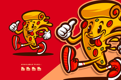 Pizza Retro Mascot Character branding cartoon character cute dessert food funny italian mascot modern pizza playful retro snack vintage