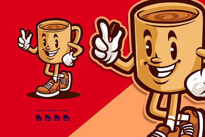 Coffee Retro Mascot Character arabica branding cartoon character coffee corporate cute drink funny kids lounge mascot retro robusta