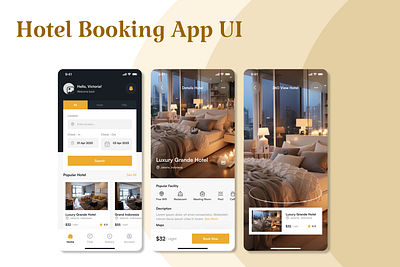 Hotel Booking App UI Design appui branding design figma graphic design illustration logo mobile app photoshop ui uiux ux website