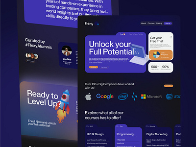 Flexy - Edu-Tech Landing Page / Full Page Website design education website edutech website graphic design landing page prototyping ui uiux unique website website website design