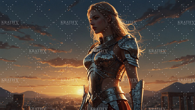 Greek Warrior Princess 10 ancient animation anime armour artwork character design design digital art fan art fantasy fantasy art graphic design greek illustration landscape princess sunset warrior