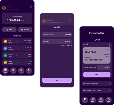 Wall@ Mobile & Web app for cryptocurrency app crypto cryptocurrency design exchange mobile app mobile design trading ui design ui ux uiux design web 3 web app web design