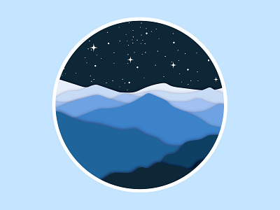 The Starry Night graphic design illustration mountains stars vector