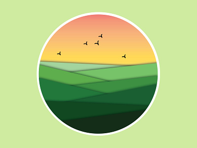 The Goofy Grasslands birds graphic design grasslands green illustration landscape sunset vector