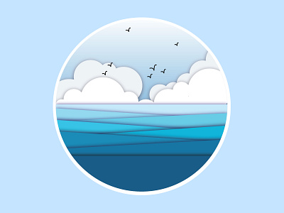 The Silent Sea birds clouds graphic design illustration sea vector