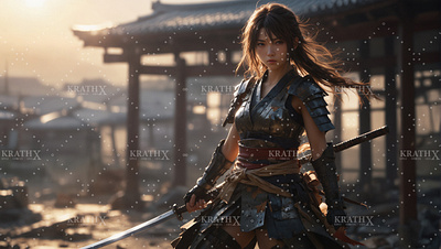 Japanese Warrior Princess 3 ancient animation anime armour artwork battle character design design digital art fan art fantasy fantasy art graphic design illustration japan japanese princess war warrior weapon