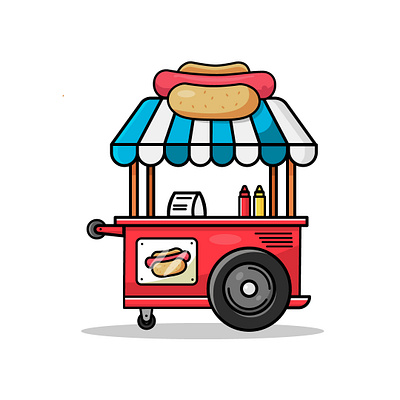 Hotdog Stand Illustration | Flat Design adobeillustrator artist design digitalart figma flatdesign food hotdog illustration illustrator ui uiux