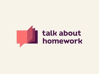 Talk about homework - Logo animation animated logo brand identity coral red education graphic design illustration logo logo animation logo design logo illustration motion graphics purple school speech bubble