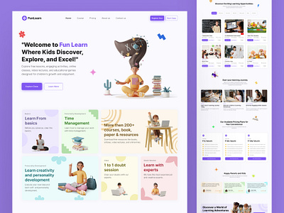 Fun Learn: Online E-Learning Website Landing Page e learning education figma design landing page online education ui design website design