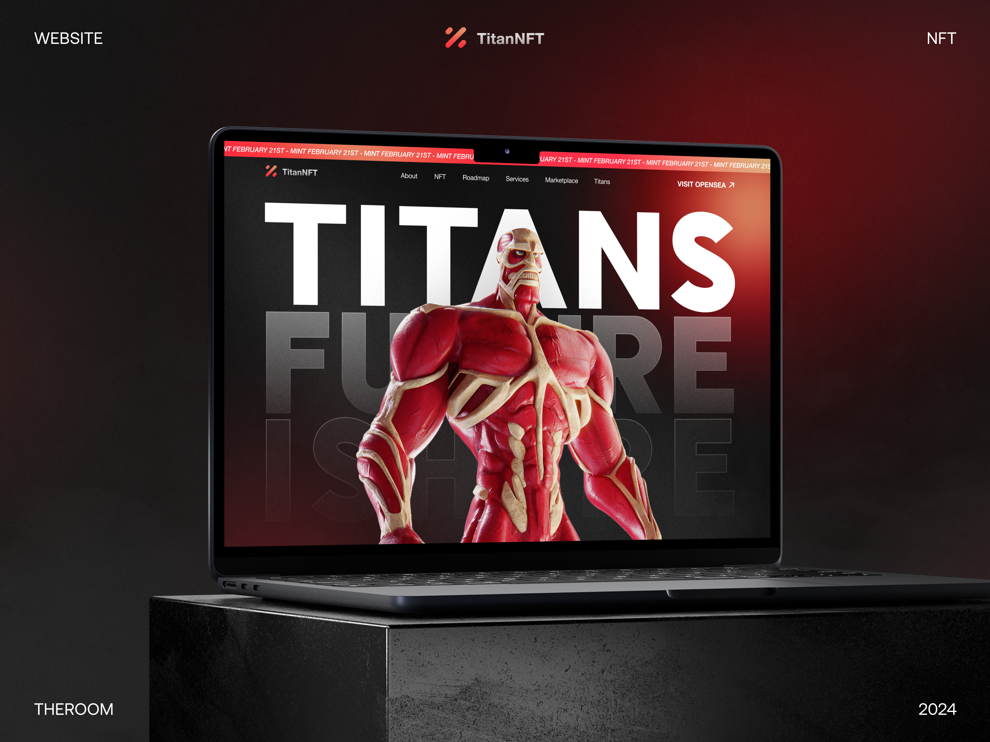 Titans NFT. Landing Page Design 3d benefits character collection dark mode desktop digital how it works landing metaverse nft opensea product design roadmap store titans ui ux web design website