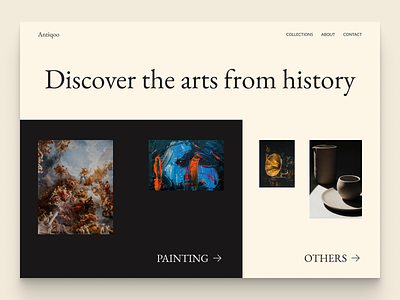 Antiques Store Landing Page Hero antiques antiques store art art museum hero hero section home page landing page ui ui design web design