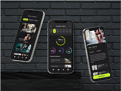 Fitness Application Design animation dark theme design fitness fitness application graphic design mobie app ui