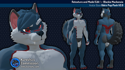 Blackie Mackenzie - Model Edit and Retexture Commission 3d 3d model anthro anthropomorphic canine design furry odo pup pack retexture vrc vrchat