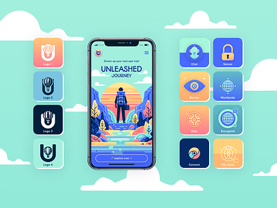 🏖️ Unleashed Journey 🌈✨ adventure guide ai baloon branding ci colorfull design concept art creative design digital art graphic design illustration logo mobileappdesign saasdesign techinnovation traveling traveling app traveling icons user interface user journey