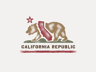 California Republic State Bear airbrush animals bear branding california clothing flag graphic design grizzly identity illustration logo logo design map outdoors print state tee tee shirt typography