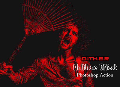 Dither Halftone Effect Photoshop Action bit machine
