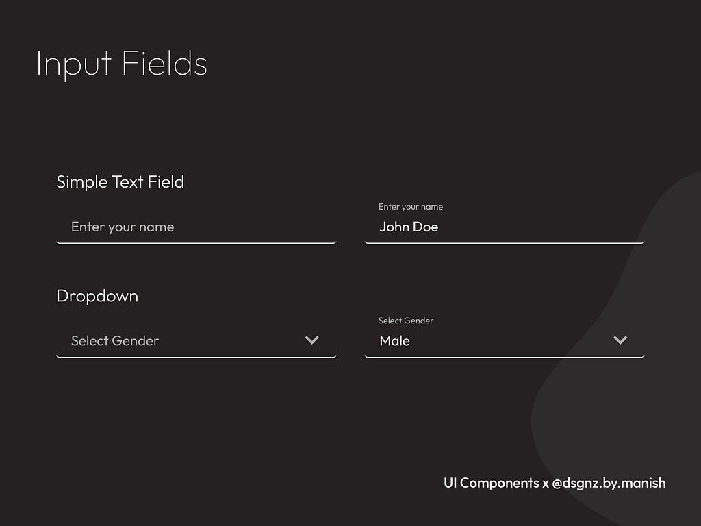 Input Fields: UI Components by Manish Raj Silwal on Dribbble image.