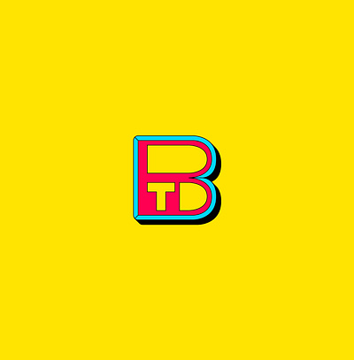 BTD b blue d design graphic design letter logo red t typographie yellow