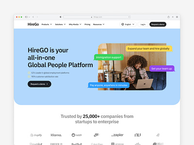 HireGo - All in One Global HR Solutions Web Landing Page Design employee hr human resource human resource management landing page management ui ui design user experience user interface ux webpage website