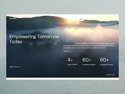Sustainable Website Landing Page Design animation branding clean concept design green landing page landing page design layout minimal modern motion graphics renewable energy sustainability ui userexperience web3