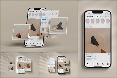 Instagram Post and Stories Mockup app display feed instagram instagram mockup instagram post instagram story instagram ui interface media mobile mockup phone post screen smartphone social media ui ux