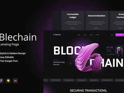 Blechain - Cryptocurrency Landing Page blockchain crypto currency landingpage scurity ui website