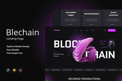 Blechain - Cryptocurrency Landing Page blockchain crypto currency landingpage scurity ui website