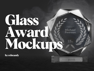 Glass Award Mockups achievement award celebration champion glass glass award mockups medal mockup plexiglass reflection shiny success symbol transparent trophy