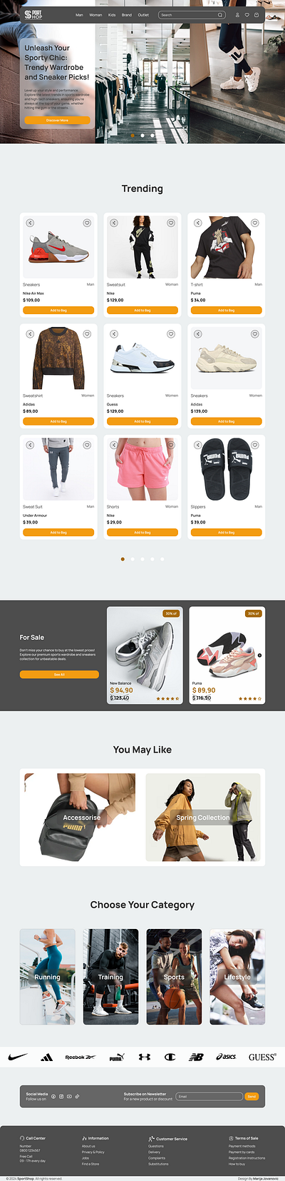 E-commerce, SportShop Website app ecommerce eshop landing page online shop shop sneaker sport uiux design web app web shop website