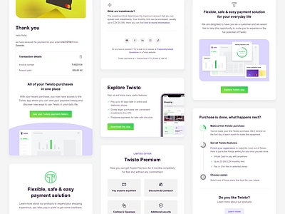 Twisto - Email Templates benefits bnpl components cta dashboard visuals email email blocks fintech green light minimal param process receipt steps templates twisto ui ux variants