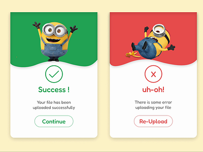 Flash Message Design animation dailyui dailyui011 dailyuichallenge errormessage flashmessage minions motion graphics successmessage ui uichallenge uidesign