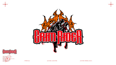 GRIMRIDER BACKROUND AND GRADIENT EFFECT art branding design graphic graphic design grim horse horse racing illustration logo rider skeleton skull vector