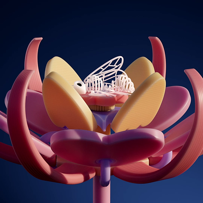Blooming flower 🌸 3d 3d animation bee blooming blossoming cinema 4d colourful flower motion graphics plant redshift skeleton