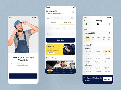 ServiceSync - Vehicle Service Booking App 2024 app design automobile booking design figma garage graphics handyman new product saloon app section service service booking app store app trend ui ux vehicle
