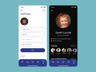 Profile Screens for Bownce Sports Tech Startup madebymad