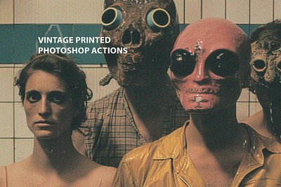 Vintage Printed Actions 90s branding design graphic design printer textured
