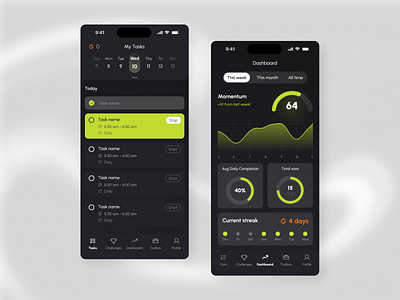 Habbit tracker app app design dark mode ios ui