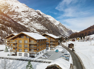 Guesthouse in Bitsch, Switzerland architecture austria cottages in the mountains guesthouse hotel landscape snow winter winter landscape