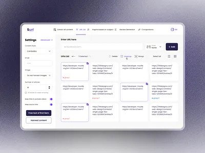 content generation platform powered by artificial intelligence ai content dashboard design generation list product saas tool ui ui ux url ux