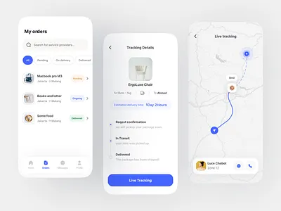 Order tracking from a package delivery app app design details driver history item map mobile order orders package page parcel track tracking tracking details ui ui ux ux