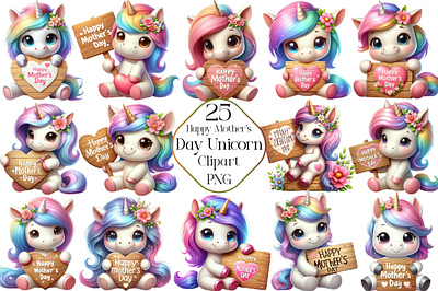 Happy Mother's Day Unicorn Clipart nursery decor