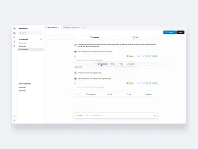 Table for AI assistant for data scientists app components design ui ux webapp webdesign