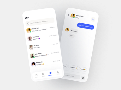 conversation and chat pages from a package delivery app app chat conversation conversations design discussion message page profile talk ui ui ux ux