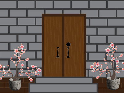 Door design flowers illustration