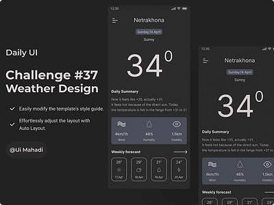 Challenge #37 Weather Design app challenge 37 weather design dailey ui design design ui ux