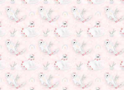 Osprey relaxation Seamless fabric patterndesign cute animal design dla dzieci fabric flowers illustration for children ilustration musterdesign pattern design photoshop drawing raster surface pattern textilie