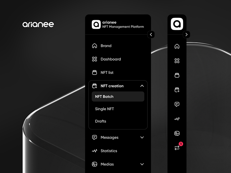 Main navigation 🔥 arianee blockchain collapsed component design system expanded kit nav navigation nft saas sidebar ui ui kit ux