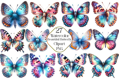 Watercolor Beautiful Butterfly Clipart realism