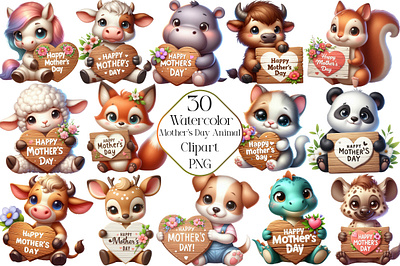 Happy Mother's Day Animal PNG Clipart character